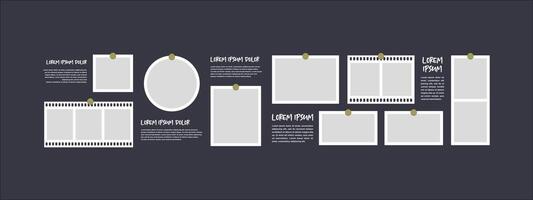 Collage photo effect with text template vector
