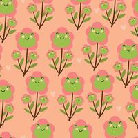 Seamless pattern with cute cartoon frogs, for fabric prints, textiles, gift wrapping paper. children's flat and colorful style vector