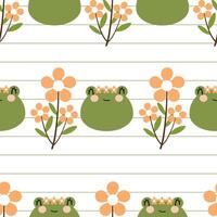 Seamless pattern with cute cartoon green frogs for fabric prints, textiles, gift wrapping paper. children's flat and colorful style vector