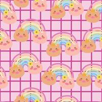 Seamless pattern with cute cartoon pigs and rainbows for fabric prints, textiles, gift wrapping paper. children's flat and colorful style vector