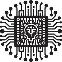Quad core processor glyph icon. Four core microprocessor. Microchip vector
