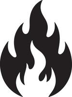 A Simplistic Black Icon Of Flame On A White vector