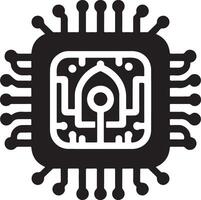 AI processor glyph icon. Microprocessor for artificial intelligence system. vector