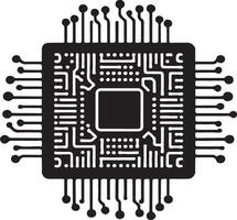 Quad core processor glyph icon vector