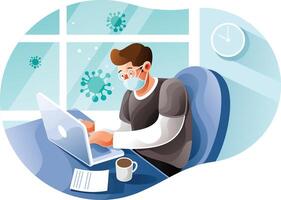 Working using a protective mask when working vector