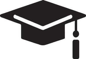 Graduation Cap Flat Web Icon Silhouette Stock vector