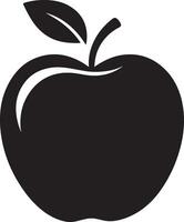 Black Apple Silhouette with Leaf vector