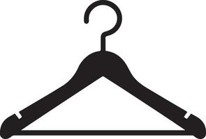 Wooden coat hanger silhouette in simple style Coat hanger icon Front view vector