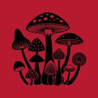 Mushroom Cluster Isolated on Red vector