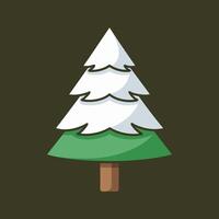 A Pine Tree Icon with Snow on Branches vector