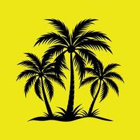 A black and white illustration of two palm trees vector