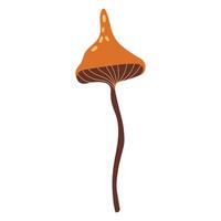 Hand draw autumn mushroom isolated on a white background.Single illustration in doodle flat style. Clipart cozy illustrations for print, wrapping, packaging.Forest food.Orange and brown color. vector