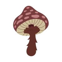 Hand draw autumn fly agaric mushroom isolated on a white background.Single illustration in doodle flat style. Clipart cozy illustrations for print, wrapping, packaging.Forest food. vector