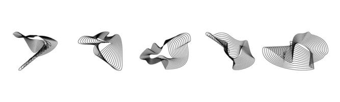 Line organic shape geometric isolated. Dynamical forms made of lines. Graphic elements set template. vector