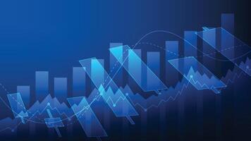 business graph background. stock market candlesticks with bar chart show finance and performance vector