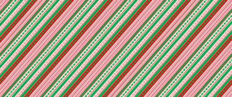 Christmas Stripe Background in tones of Red and Green colors. Diagonal abstract pattern. vector