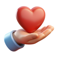 Distinctive 3D Hand Holding Love Icon with Fine Rendering and Transparent Background, Tailored for High End Digital Design Projects png