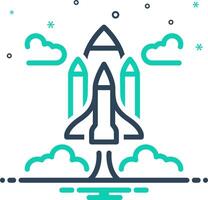 Mix icon for rocket launch vector