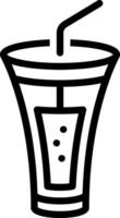 Black line icon for glass with straw vector