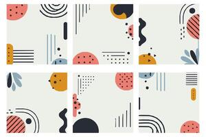 Explore the versatility of a square background filled with vibrant colors and abstract shapes like circles, lines, and dots. Ideal for modern design projects and social media graphics vector