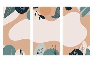 Showcase your brand's elegance with an abstract botanical background exuding soft, natural tones and minimalist leaf illustrations for a polished look vector