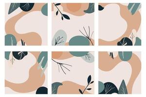 Elevate your brand's visual appeal with our stunning abstract botanical background, featuring serene earthy tones and elegant leaf motifs vector