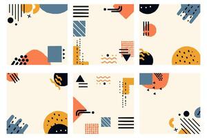 Add a touch of sophistication to your creations with a square background showcasing a variety of abstract shapes and vibrant colors. Perfect for decorative elements and eye-catching designs vector