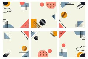 Enhance your social media presence with a dynamic square background filled with vibrant colors and abstract shapes like circles, lines, and dots. Ideal for modern design projects. vector