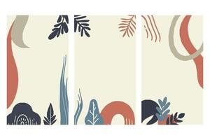 Distinguish your brand with a refined abstract botanical design, embodying calming earthy tones and understated leaf motifs for a sleek aesthetic vector