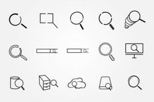 Search icon set using simple lines for websites vector