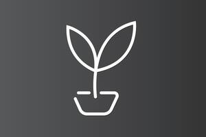 A simple plant icon with two leaves on dark background vector
