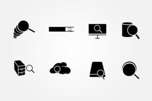 Search glyph icon set for searching information in web vector