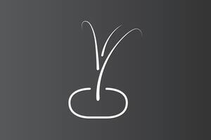 A plant in soil icon on dark background vector