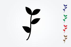 A cool branch icon with leaves on white background vector
