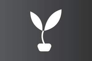 A small plant on vase icon on dark background vector