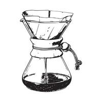 Drip coffee Black and White Stock image on white background vector