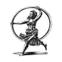 Hawaiian hula dancer silhouette logo Stock image. Girl with hula hoop Image isolated on white vector