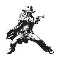 Bandit Stock Images. Silhouette of bandit in action with gun on white background Stock image vector