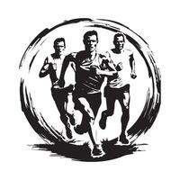 Group Runners Silhouette Stock Illustrations. Sport running Stock image isolated on white background vector
