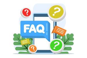 frequently asked questions concept, Business FAQ, Frequently asked questions about exclamation mark and question mark Question and answer metaphor, discussion to get solution for every problem. vector