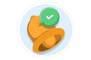 Alarm bell concept. Social media notification reminder. New alert concept for social media elements. Notification bell icon with floating colored objects. Flat illustration on background. vector
