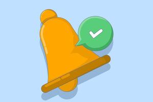 Alarm bell concept. Social media notification reminder. New alert concept for social media elements. Notification bell icon with floating colored objects. Flat illustration on background. vector