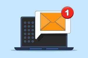 Unread email notification concept. New message on device screen. Online chat. Email message inbox notification. Envelope with new message. Email marketing, illustration. vector