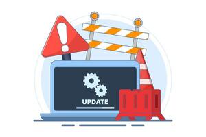 System maintenance concept, Error, Fix problems, Device update, Software update, System update, Operating system update. flat illustration on background. vector