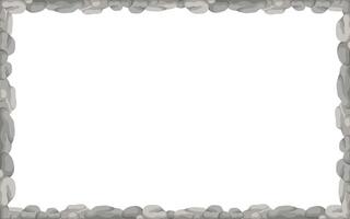 Rectangle Stone Frame, Rectangular Rocks Border. Empty Cartoon Frame Made Of Small Stones. vector
