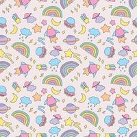 colorful space element doodle pattern vector