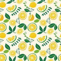 hand drawn flat lemon pattern vector