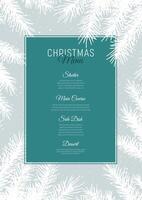 Christmas menu background with fir tree border design vector