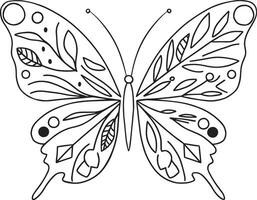 Monochrome Butterfly Outline for Art vector