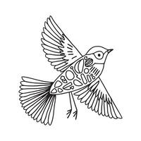 Minimalist Bird Sketch in Black and White vector